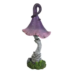 Enchanted Fairy Garden Giant Purple Crooked Toadstool Mushroom Figurine 12"H