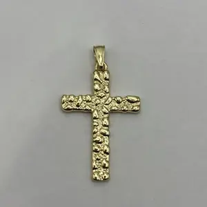 Gold Plated Nugget Cross Pendant Only - Elegant Design Gold Plated Nugget Cross Charm