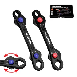 #JumpstartSale WORKPRO 12-in-1 Universal Wrench, Adjustable Wrench with Heat-Treated Cr-Mo Steel, ASME Standard, Multi-Position Head, Multi-Size Compact Spanner for Mechanics, Cars, and Motorcycles