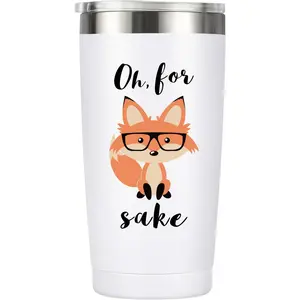 Oh, For Fox Sake - 20oz Stainless Steel Funny Tumbler, Unique Birthday Gift for Women & Men, Perfect Office Gift for Coworkers & Best Friends