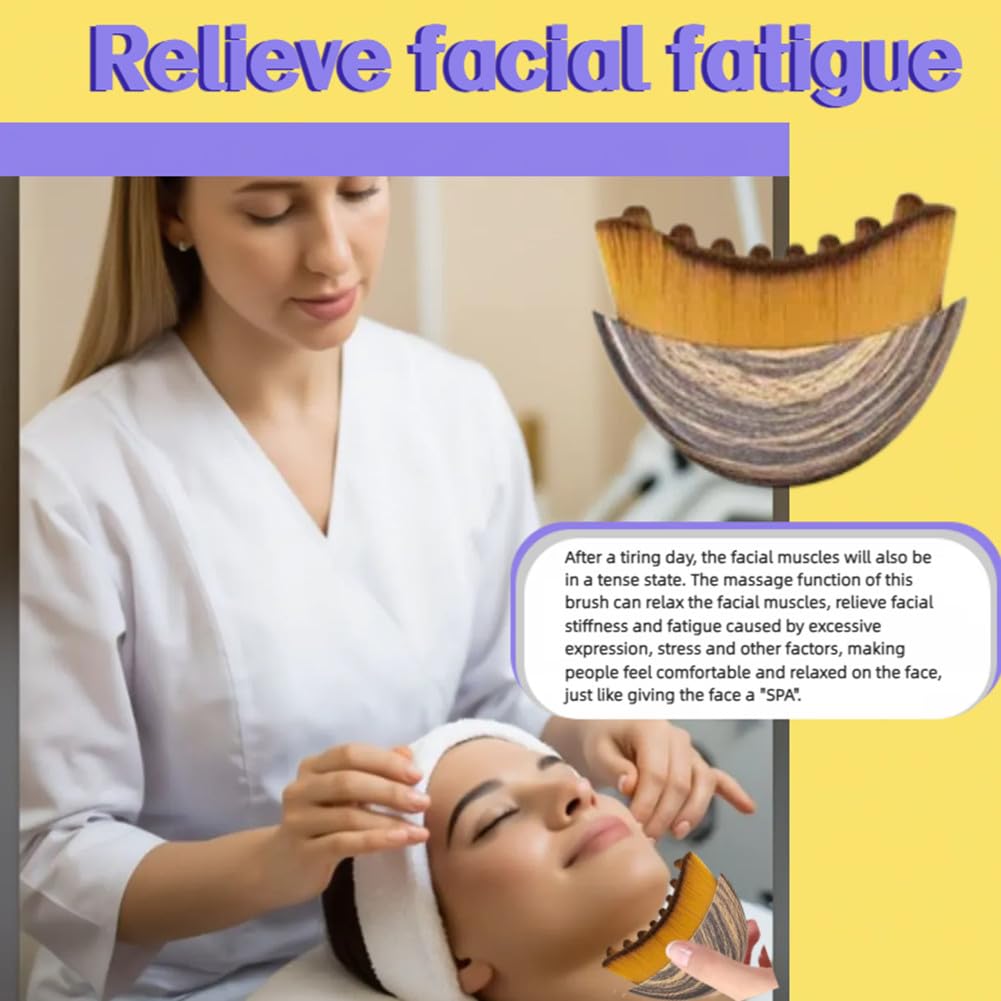 Facial lymphatic massage brush, stress relief and relaxation tool, ergonomic shaping device, portable and lightweight, easy to clean, suitable for face and multiple body parts-BY