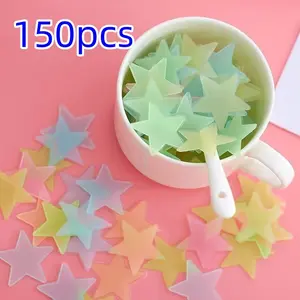 150 Glow in the Dark Luminous Star Stickers, Self-Adhesive, Removable and Reusable Wall and Ceiling Decor, Perfect for Bedroom and Living Room
