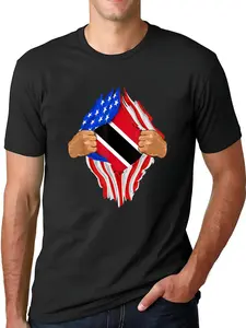 100% Cotton Unisex Trinidad and Tobago Blood Inside Me | Flag Gift T-Shirt casual Fashion graphic tees for women