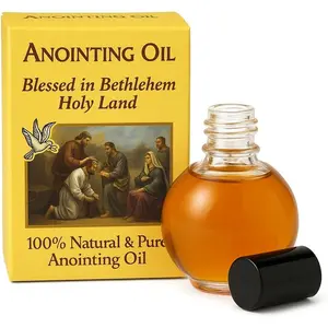 Anointing Oil 10ml (.34 fl oz) – Holy Land Jerusalem Prayer Oil, Biblical Mirra Fragrance Glass Roll-On Bottle for Church Worship Devotion Christian Gift