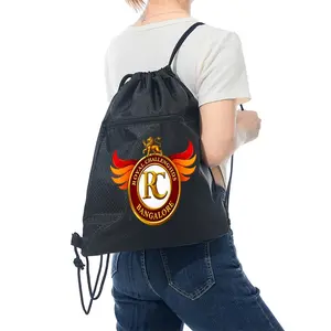 Royal Challengers Bangalore Logo Print Drawstring Backpack Gym Sports Bag for College Students and Cricket Fans Ideal Birthday Christmas Gift for Sports Enthusiasts and Outdoor Activities Lovers Lightweight and Durable T