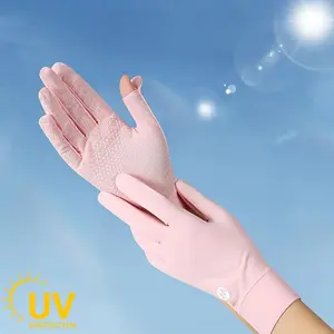 Women's Ice Silk Sunscreen Gloves, Summer UV Protection, Ice Feel Flip Cover, Non-Slip Mittens for Outdoor Riding