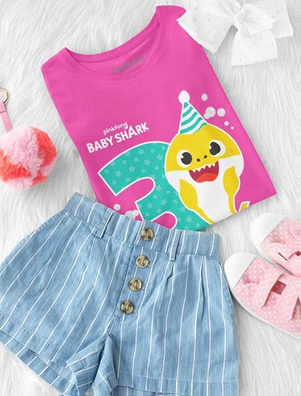 Tstars 3rd Birthday Baby Shark Shirt 3 Year Old Birthday Boy Girl Toddler Kids T-Shirt Funny Graphic Tee