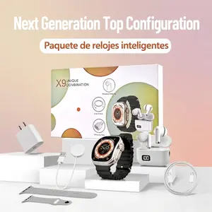 Smartwatch Set: All-in-One Smart Wearable Combo Set: Smartwatch, Bluetooth Earphones, and 20W Fast Charging Accessories Bundle
