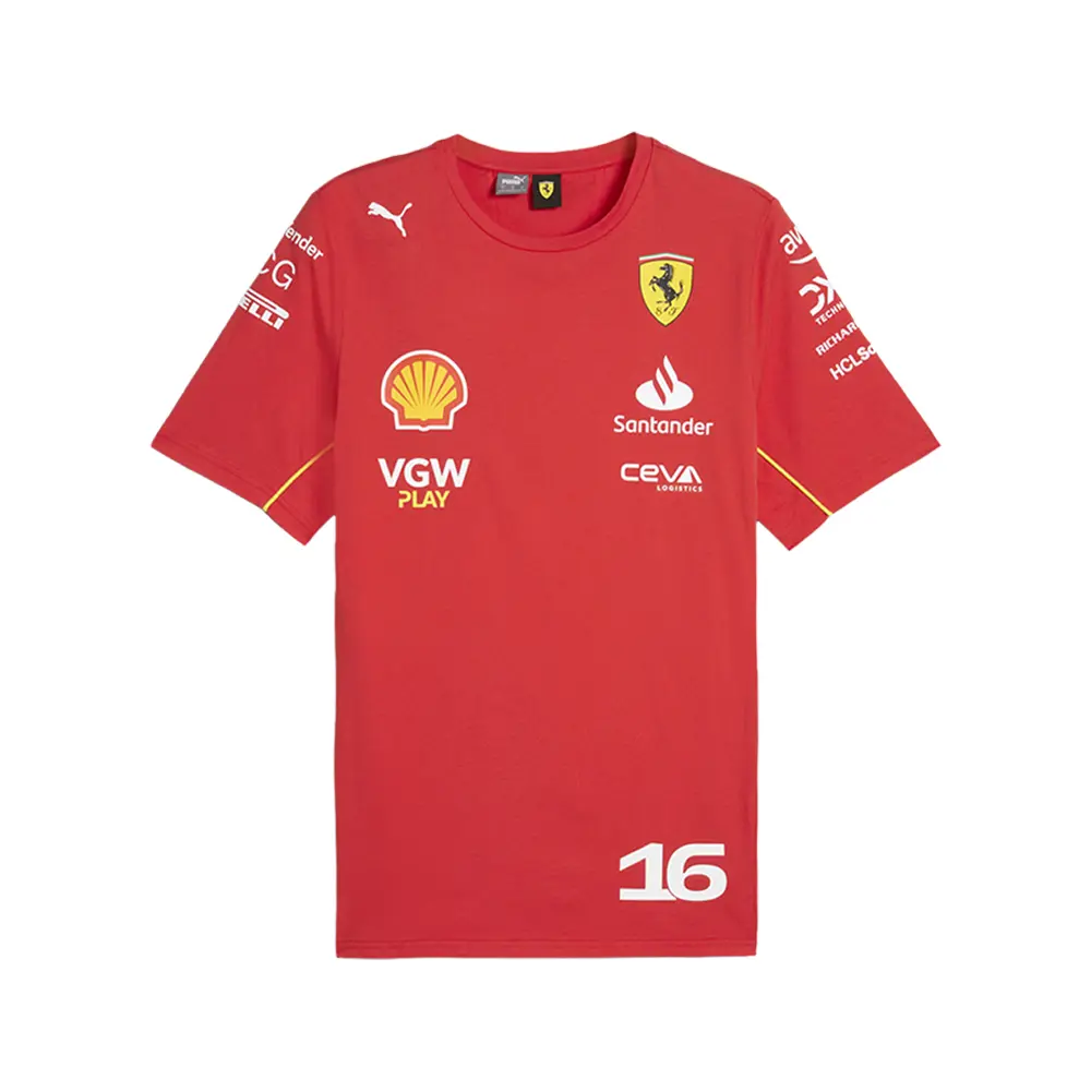 PUMA Mens Scuderia Ferrari Leclerc Logo Crew Neck Short Sleeve Casual Tops Casual - Red