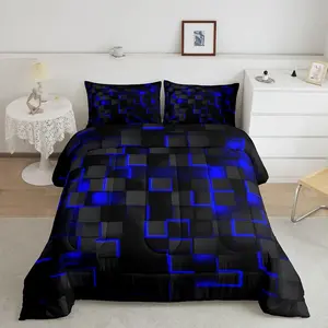 Blue and Black Luxury Bedding Set,Light Geometric Designer Comforter Set,Decor Comforter,Modern Style Super Soft Duvet Set