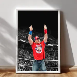 John Cena Poster, Colorful Art Against Black & White Background, WWE Legend Print for Fans, Unframed Wall Decor