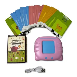 Bilingual Card Learning Machine for Kids Spanish English Educational Talking Learning Device with Rechargeable Battery Interactive Flashcards Early Learning Toy for Children Vehicles Animals Foods and More
