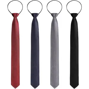 4 Packs Men's Classic High-density Tie Set, Executive Uniform Group Zipper Tie, Lazy Washable Zip Free Tie for Office Dressing, Casual, Wedding, Give Boyfriend Christmas Valentine'S Day Birthday Gift