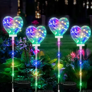 LED Solar Garden Lawn Light, Landscape Lawn Light, Waterproof Heart Ball Outdoor Decor, Perfect for Christmas Yard, Garden and Path Lighting, Solar Pathway Lamp