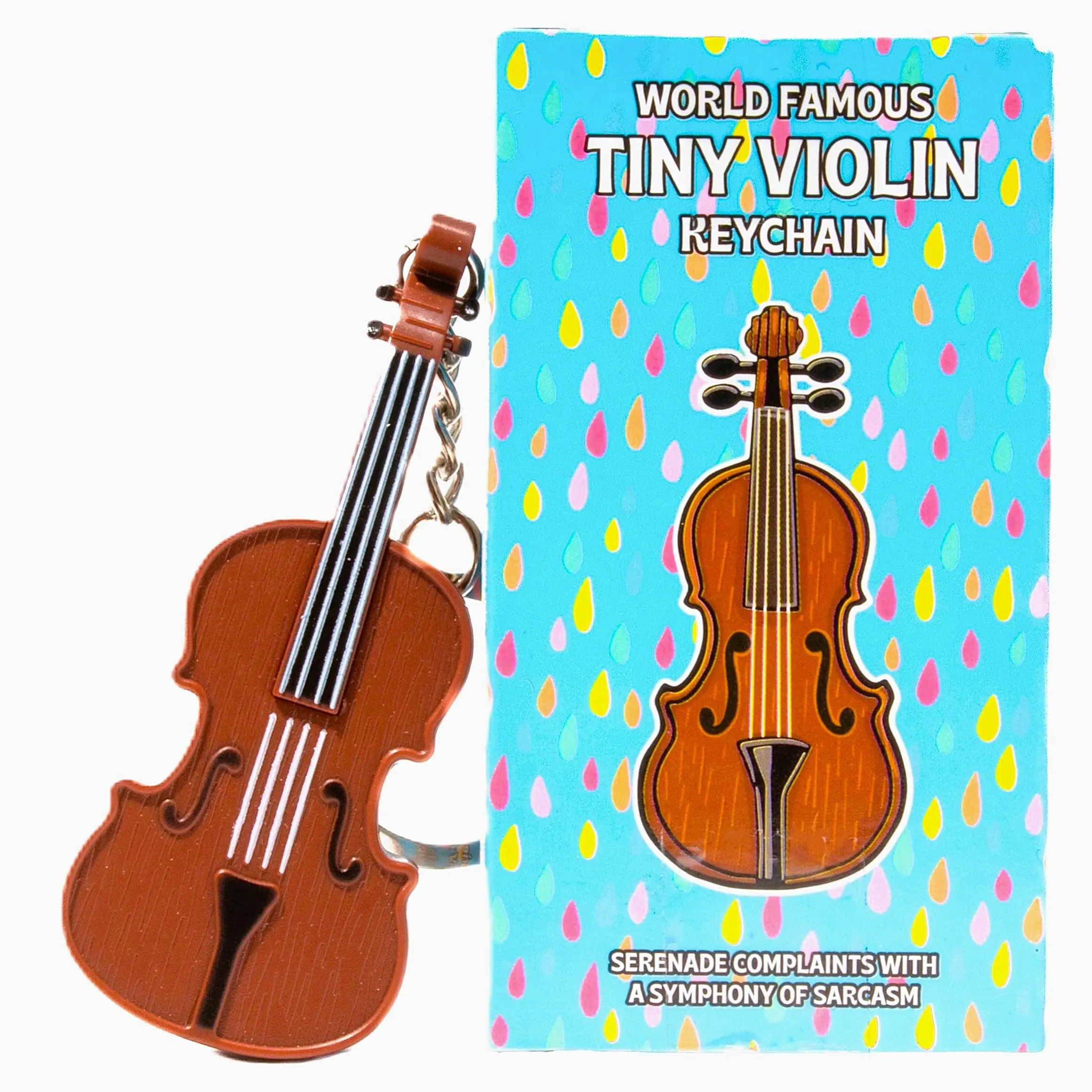 Miniature Violin Keychain, Whimsical Plastic Gag Gift, Unisex Pocket-Sized Novelty Toy that Plays an Original Sad Song for Empathy, Tiny, Miniature Form, Pocket Size, Violin Shape, Choking Hazard Balloon, Birthday, Cute, Dr Dingus, Durable, Portable
