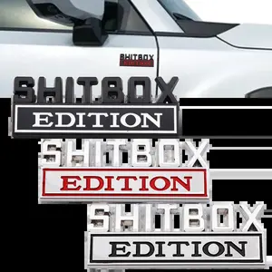 3D Zinc Alloy Emblem SHITBOX EDITION Badge Car Tail Side Sticker Accessories for Jeep, Dodge, Chrysler and Trucks.
