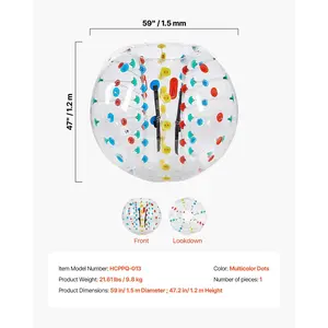 VEVOR Inflatable Bumper Balls 1-Pack, 5FT/1.5M Body Sumo Zorb Ball, 0.8mm Thick PVC Human Hamster Bubble Knocker for Outdoor Sports Team Gaming Play, Bopper Toy for Garden Yard Park, Multicolor