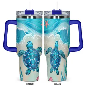 40oz Tumbler with Lid, 1 Count Sea Turtle Pattern Insulated Tumbler, Durable Drinking Cup for Home Office Outdoor Camping, Drinkware