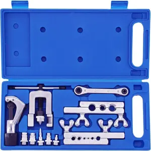 Single Tool & Swaging Tool Kit for HVAC, Tubing, Copper Pipe with Tubing and Ratchet Wrench, 45 Degrees, Blue