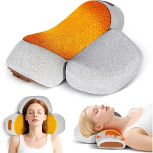 Neck Massager Pillow- Cervical Massage Neck Hump for Back Shoulder Pain Relief, with Heat, Traction, Hump Corrector