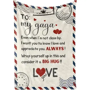 Gaga Gifts for Grandma, Gifts for Gaga, Flannel Throw Blankets on Mother's Day, Christmas, Birthday, 50" x 65", Letter