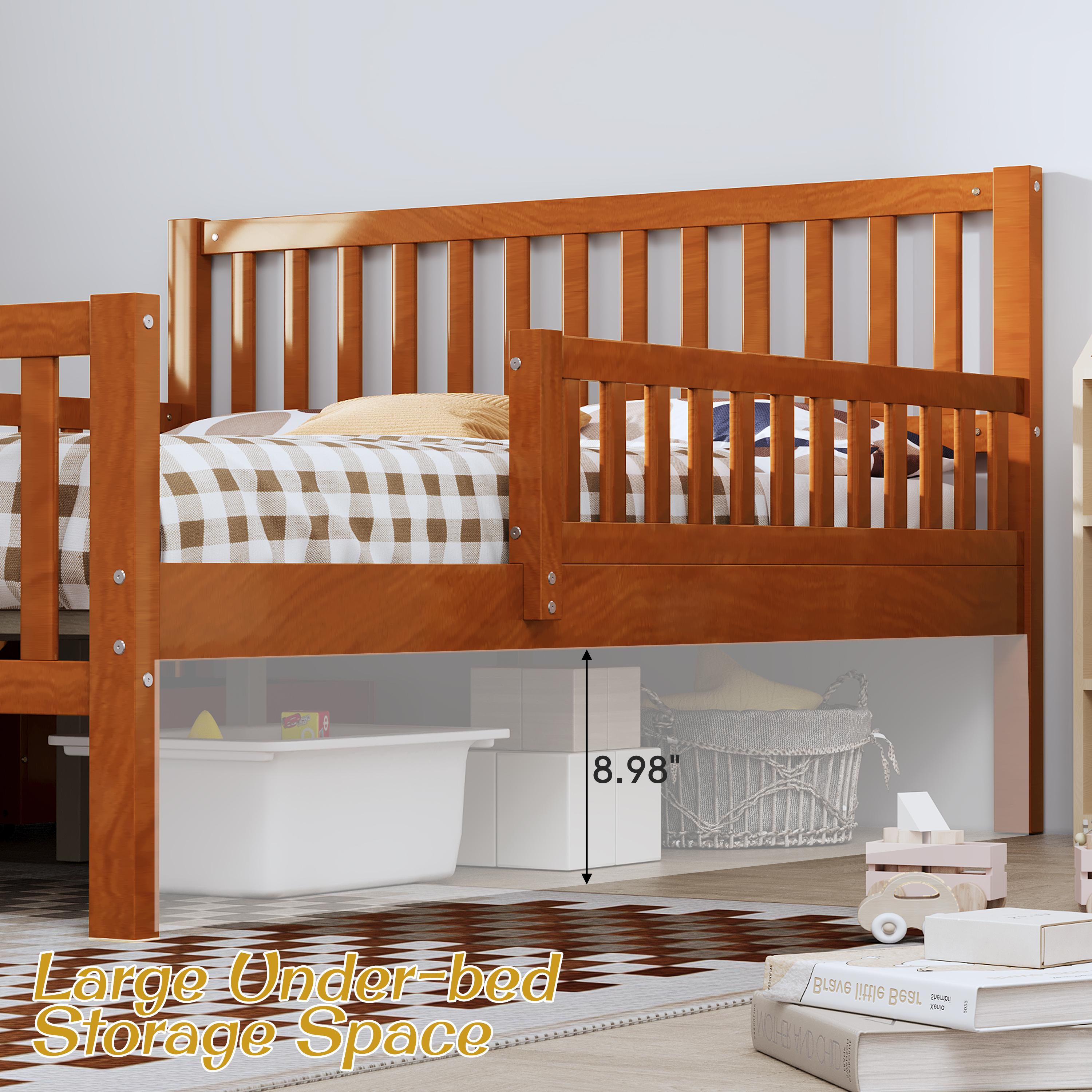 Eyisean Full Size Wooden Slat Support Platform Beds, Safety Bed Frame with Three-Side Guardrails, Space-Saving Daybed with Storage Drawers & Headboard, No Box Spring Needed, Easy Assembly for Bedroom Eyisean Full Size Wooden Slat Support Platform Beds, Safety Bed Frame with Three-Side Guardrails, Space-Saving Daybed with Storage Drawers & Headboard, No Box Spring Needed, Easy Assembly for Bedroom