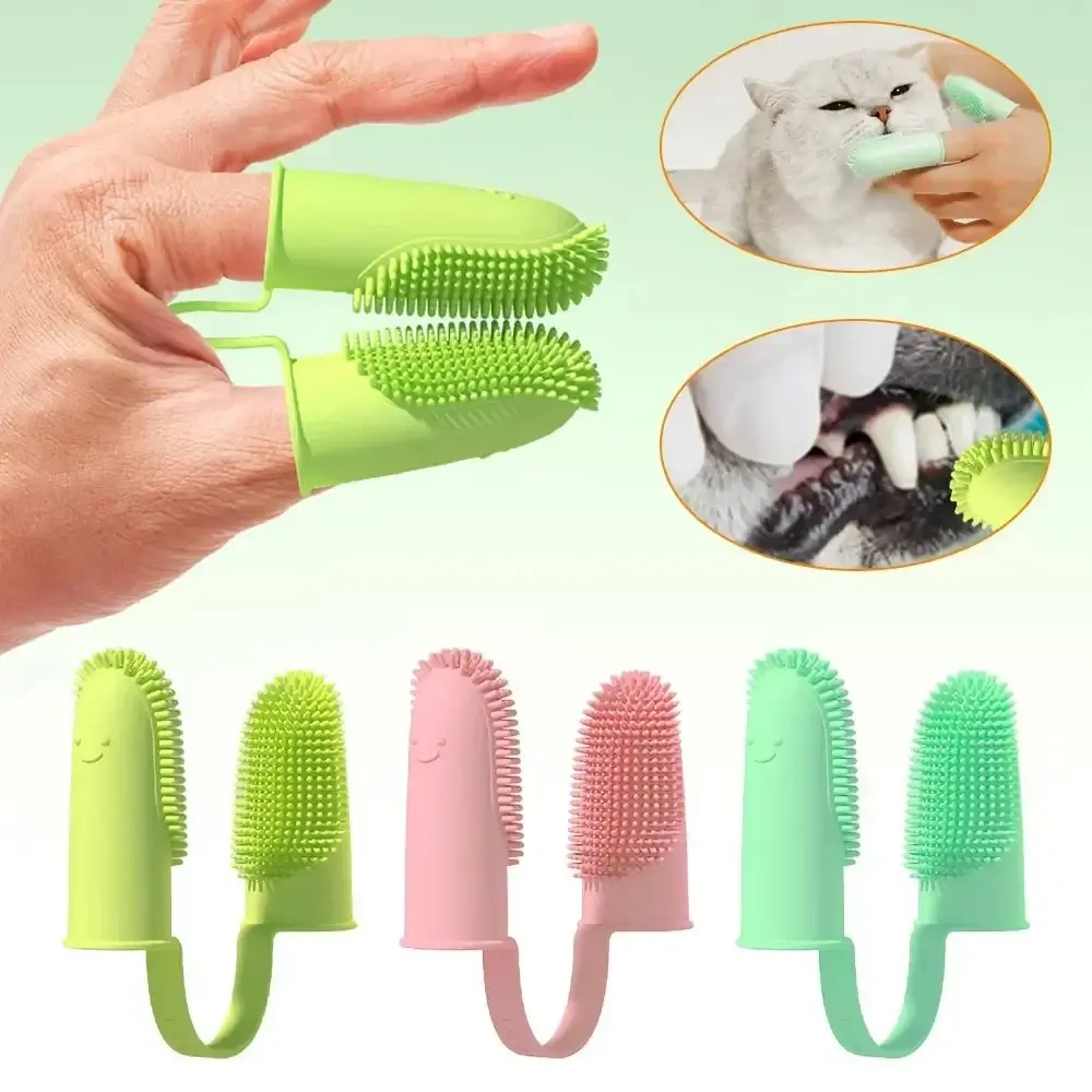 Pet Two-Finger Toothbrush – Dog & Cat Oral Cleaning Finger Set for Teeth Cleaning and Fresh Breath