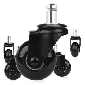 Replacement Chair Caster Wheels 2'', Heavy Duty Wheels with Plug-in Stem 7/16''X7/8'',Quiet & Smooth Rolling, No Chair Mat Needed, Safe for Hardwood Carpet Tile Floors,Set of 5 (Black, 2 inch)
