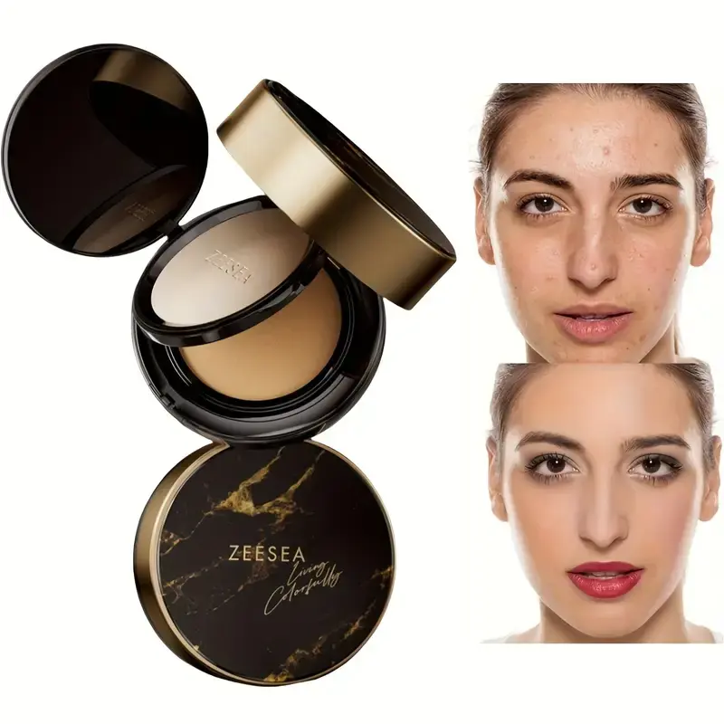 zeesea 2 in 1 Cushion Foundation,Makeup Double Layer Cushion BB Cream &Setting Powder for Oil Control,Tinted Moisturizer,Long-lasting, Natural, 0.32 + 0.18oz (9g + 5g) Cosmetic Moisture