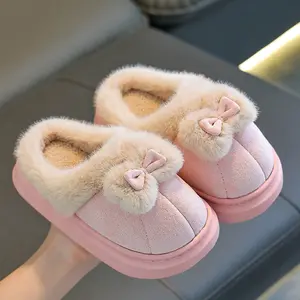 Children's Cotton Slippers 2026 Winter Girls' Thick-Soled Non-Slip Warm Fleece-Lined Cotton Slippers for Older Kids