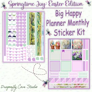 Big Happy Planner Stickers – Springtime Joy Easter Theme (Monthly Layout)