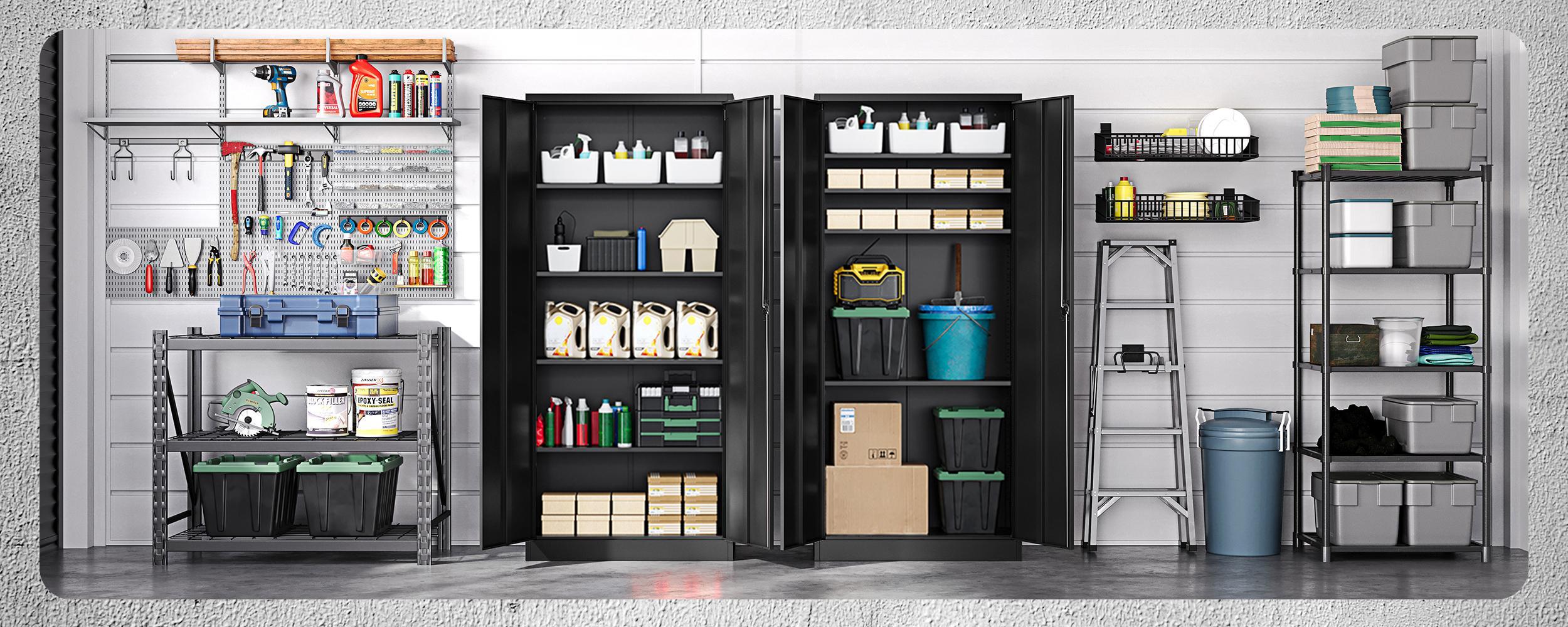 Letaya Metal Garage Storage Cabinets with Lock Door and Adjustable Shelves, Steel Tool Cabinets for Home,Office,Warehouse Organisieren ( 71" H) Letaya Metal Garage Storage Cabinets with Lock Door and Adjustable Shelves, Steel Tool Cabinets for Home,Office,Warehouse Organisieren ( 71" H)