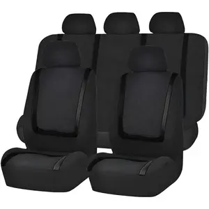 Car Seat Covers Full Set, Breathable Washable Automotive Front and Rear Split Bench Cover, Waterproof Quick Setup Seat Full Set, Universal Vehicle Interior Accessories (Black)