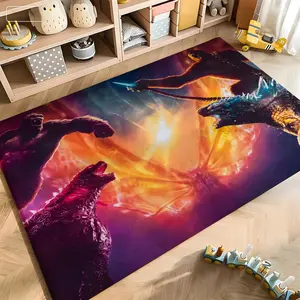 G - Godzilla x Kong The New Empire Floor Mat Soft Flannel Doormat Non-Slip Absorbent Floor Rug for Kitchen Bathroom Doorway Entrance Living Room Home Decor Modern Stylish Mat Multiple Sizes Available