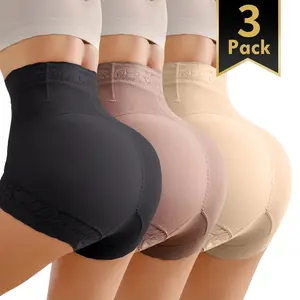 Butt Lifting Shaper Shorts for Women, Tummy Control Shapewear, High Waisted Seamless Lace Trim Panty