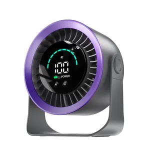 Rechargeable USB Desk Fan Portable 100 Speeds Quiet 360° Rotation LED Display 17-Hour Battery 2-in-1 Table & Wall-Mountable for Home Office White
