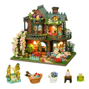 Elf Garden Dollhouse Kit - Multi-Tiered Tiny House with Charming Elf Room, Green Roof & Pastel Colors | Handmade-Style Assembly with Pre-Cut Pieces | No Glue Included | Christmas, Birthday, Thanksgiving Gift & Adults | Home Decor Display Model