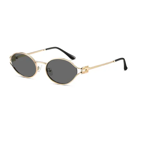 Kimorn Women's 90s Retro Oval Compact Metal Frame Sunglasses - UV400 Protection, Vintage Fashion Eyewear, Trendy Frames, Outdoor Glasses, Streetwear Accessory for Women, Outdoor Glass Sunglasses