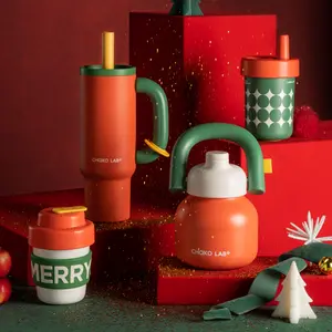 CHaKOLaB Christmas Gift Stainless Steel Vacuum Insulated Coffee Cup Drinkware Flasks Leakproof Bottled Tumbler Portable Straw Mug Cover Reusable