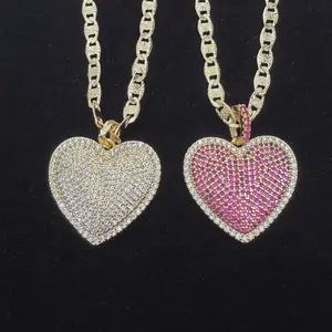 Crystal Zircon Hearts 14k Gold Plated Elegant Romantic Love Heart Necklace