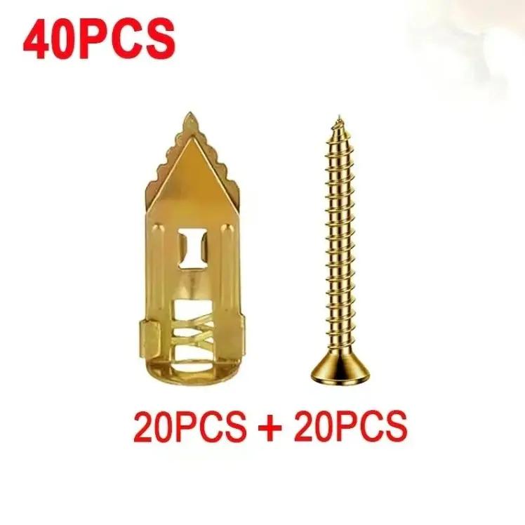 120pcs Count Drywall Self Drilling Anchors andScrews,Easy Application,No Drill or Holes inWall,Heavy-Duty Zinc-Plated Steel Anchors withSelf-Tapping Screws,Hollow Screws and Anchorsfor TV,Bicycle,Cabinet Fixing Accessories.