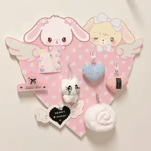New Cute Cartoon Rabbit Felt Decorative Cork Board Wall Photo Message Board No Drilling Damage-Free Room Decoration Prop Gift Decoration Items Wall Mounted Decor