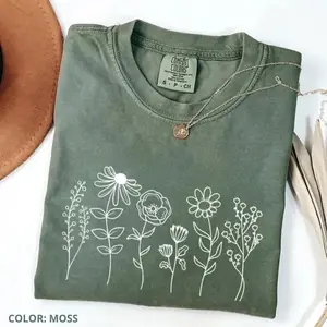 Comfort Colors Wildflower Shirt, Floral Cottagecore Shirt, Botanical T-Shirt, Aesthetic Tee, Cute Gift, Aesthetic Tee, Cotton Shirt - TrendWear USA