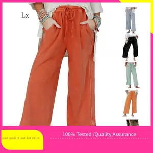 Women'sCasualWideLegPantsHighWaistAcidWashBaggyPalazzoPantsAthleticLoungeTrouserswithPocketsWomenswearBottom