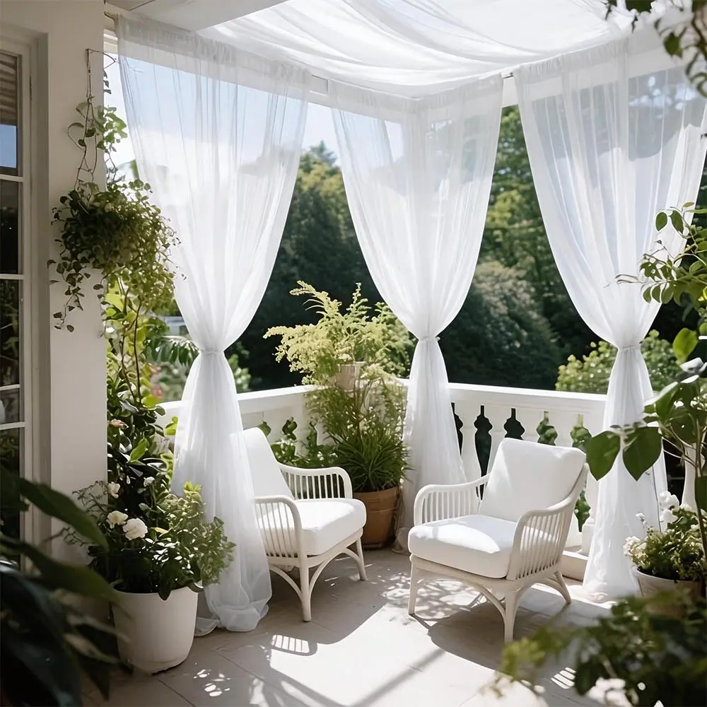 2-Pack Light Solid Breathable Curtains, Rod Pocket Hanging, Outdoor Patio Gazebo Garden, Polyester Material, Japanese Style, Home Decorative Curtain, Easy Install Curtain, Window Drapes