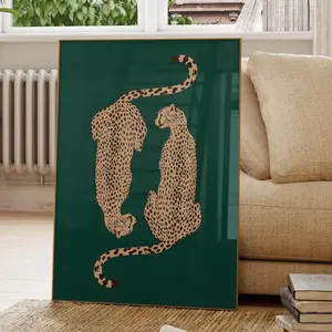 Cheetah Print, Emerald Green Leopard Print, Dopamine Decor, Retro Poster, Green Leopard Print, Jungle Poster, Funky Wall Art, Apartment Art Poster (UNFRAMED)
