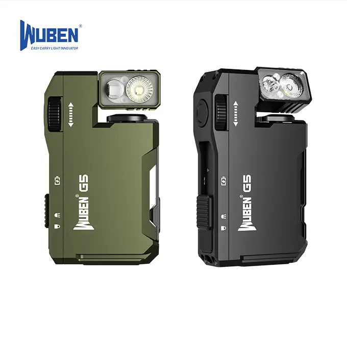 WUBEN G5 Mini Rechargeable Magnetic Aluminum Torch - 400 Lumens Bright LED Lights, DIY Garage EDC Device with 180° Rotating Head, RGB Side Light, Adjustable Brightness, USB-C Charge, Clip, Batteries Included
