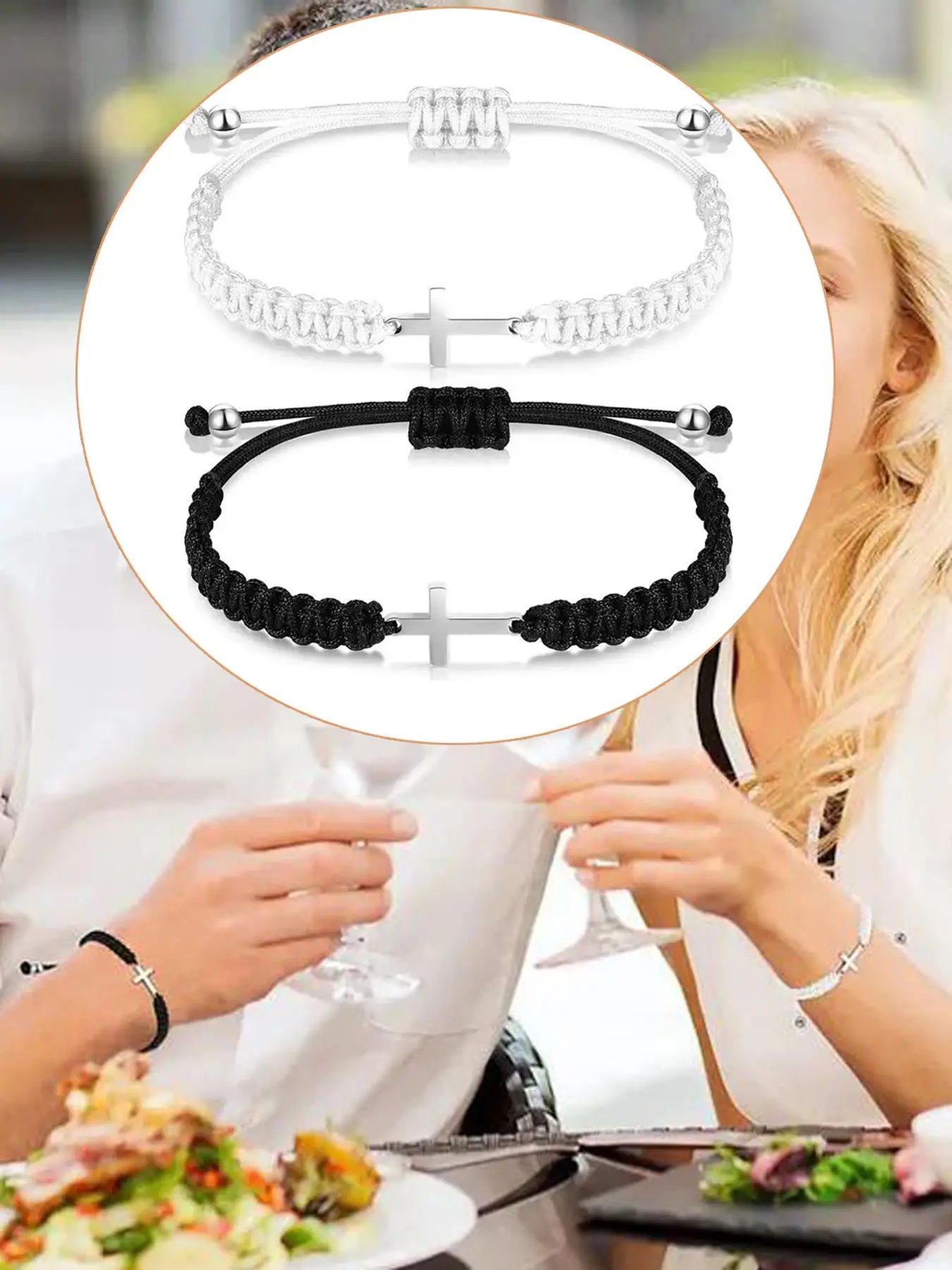 Summer New Fashion Adjustable Cross Couple Bracelet for Boyfriend and Girlfriend, Fashionable Casual Matching Bracelet Jewelry for Men and Women
