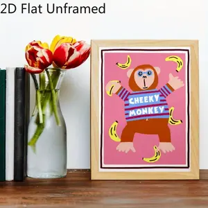 2D Flat 1pc Unframed Featuring Vintage Posters, A Playful Monkey Print, Artwork Wall Painting for Gift, Bedroom, Living Room, Office, Wall Decor, Dormitory Decor, Home Decoration, Gift for Valentine's Day