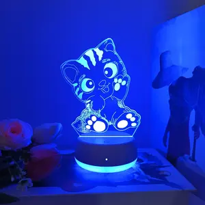 Cute Waving Cat 3D Night Light, USB Powered Desktop Decor Lamp, Perfect Gift for Cat Lovers, Bedroom & Living Room Decoration